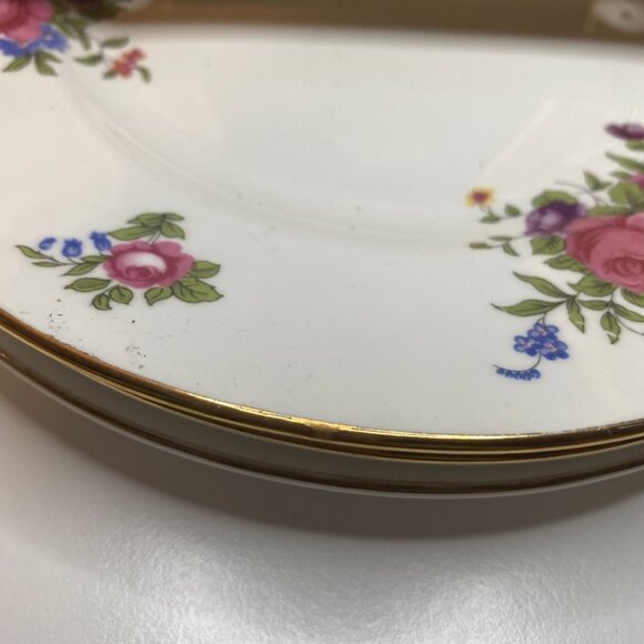 3 different floral Crown Bone China 8 1/2" Luncheon Plates Staffordshire England - Picture 12 of 13